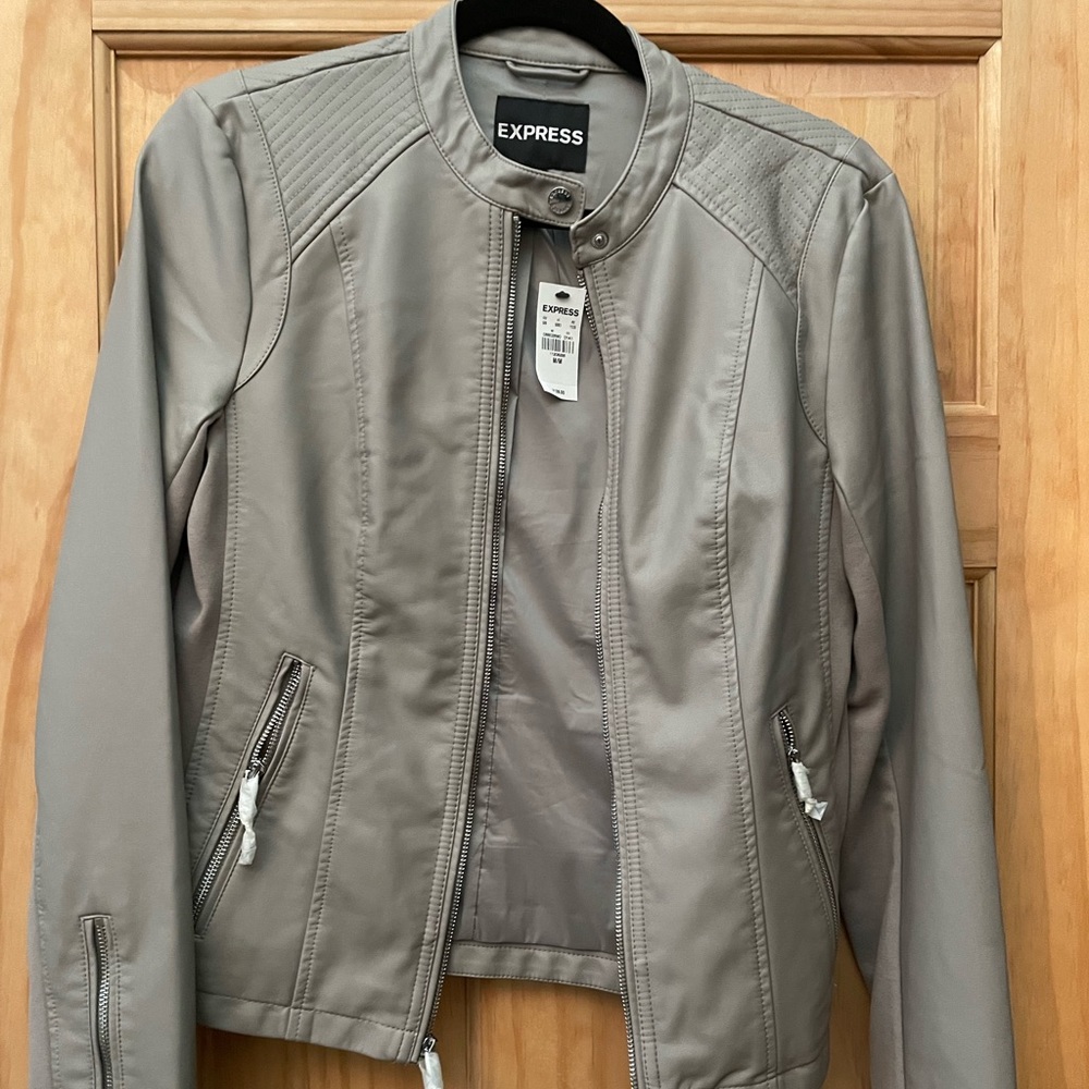 Express Faux Leather Double Peplum Jacket